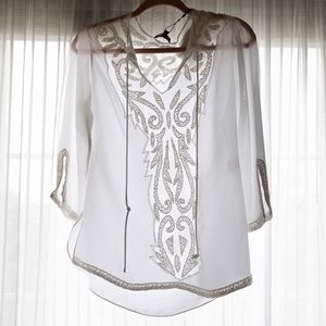 Beaded chiffon bohemian blouse | Alberto Makali